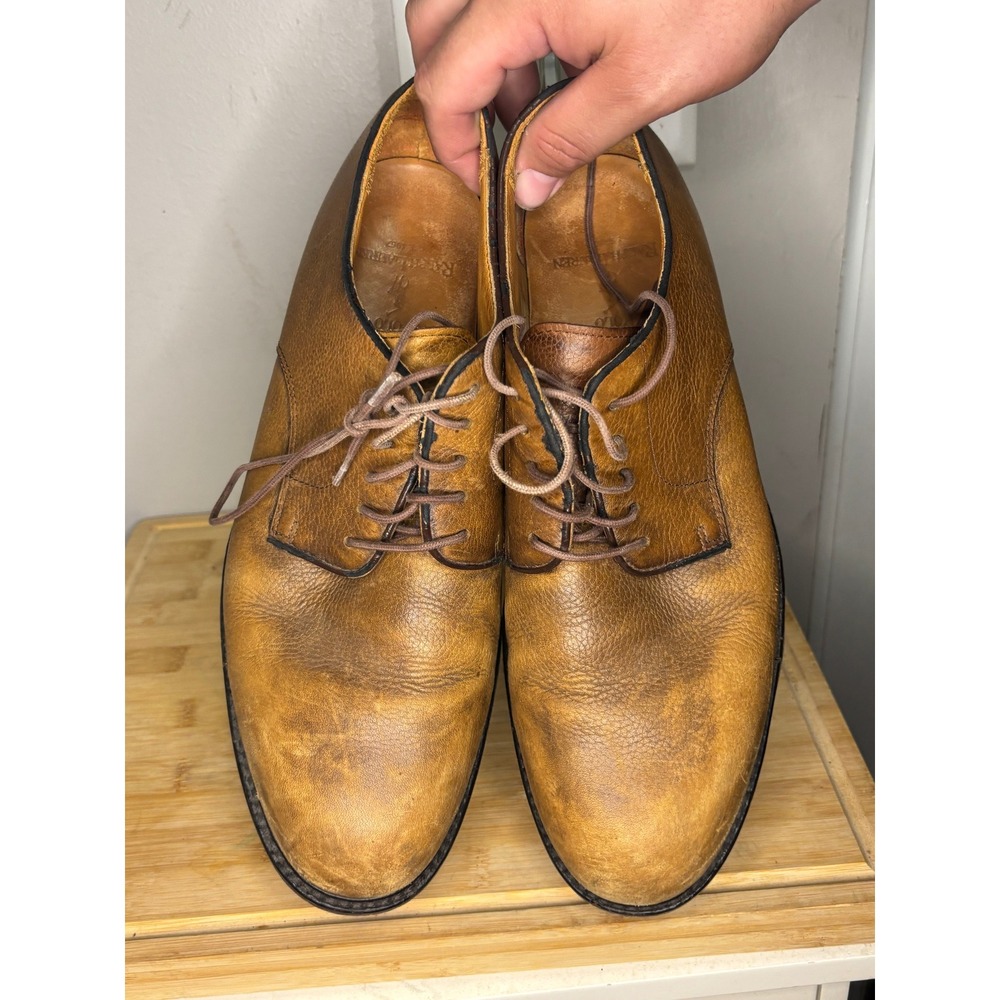 Polo Ralph Lauren Mens Tan Leather Derby Shoes 11D AAM15150 Brown Lace Up Oxford